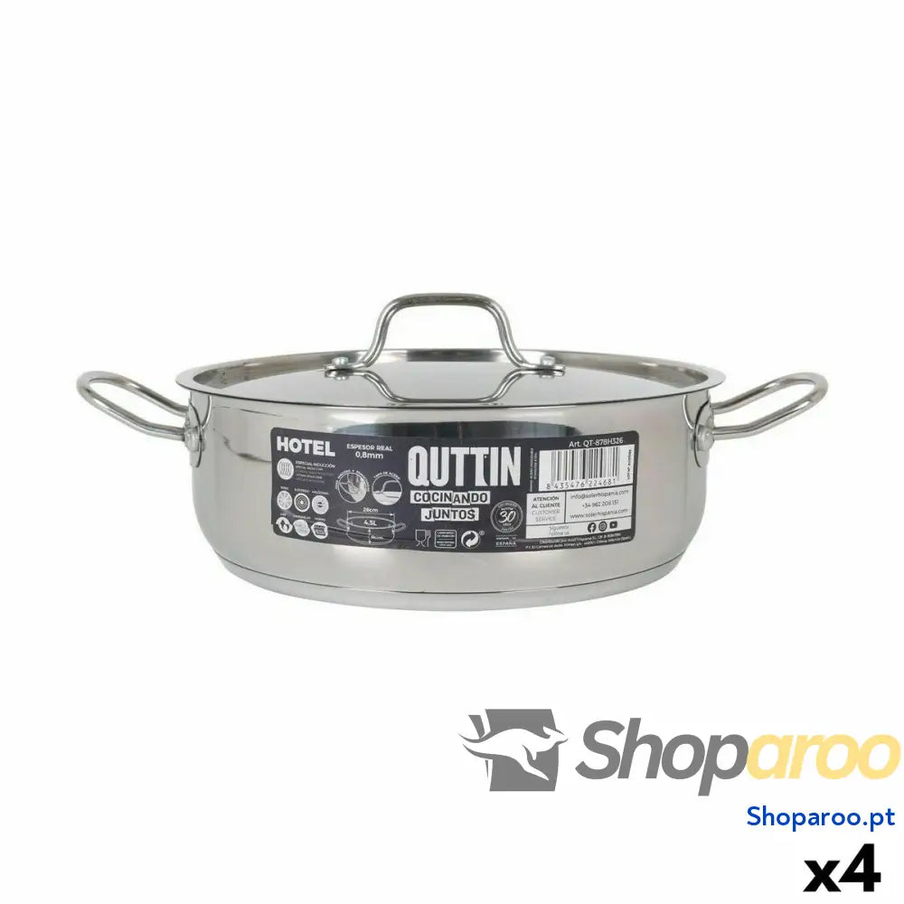 Caçarola com Tampa Quttin Hotel Aço Ø 26 x 9 cm (4 Unidades)