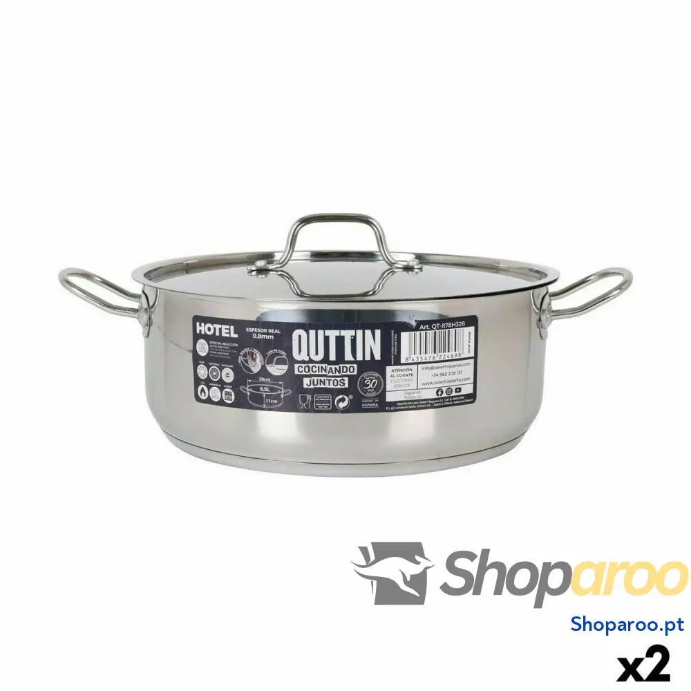 Caçarola com Tampa Quttin Hotel Aço Ø 28 x 11 cm (2 Unidades)