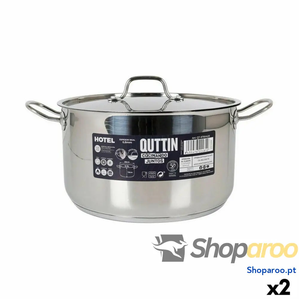 Caçarola com Tampa Quttin Hotel Aço ø 28 x 16 cm (2 Unidades)