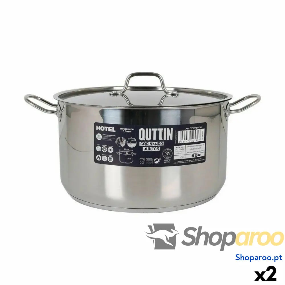 Caçarola com Tampa Quttin Hotel Aço ø 30 x 17 cm (2 Unidades)