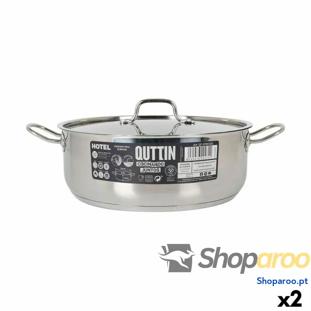 Caçarola com Tampa Quttin Hotel Aço ø 32 x 12 cm (2 Unidades)