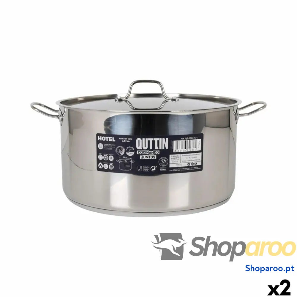 Caçarola com Tampa Quttin ø 34 x 18 cm (2 Unidades)