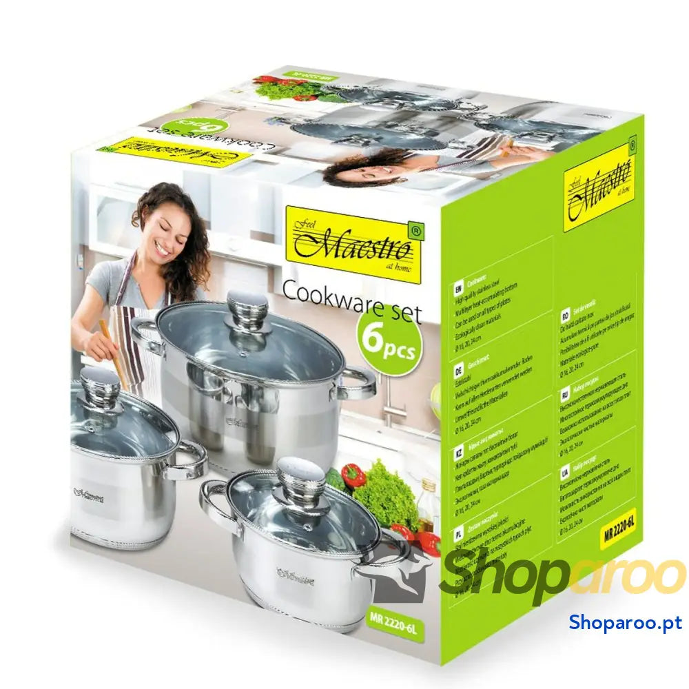 Caçarolas Feel Maestro MR 2220 6L Prateado Aço 6 Peças