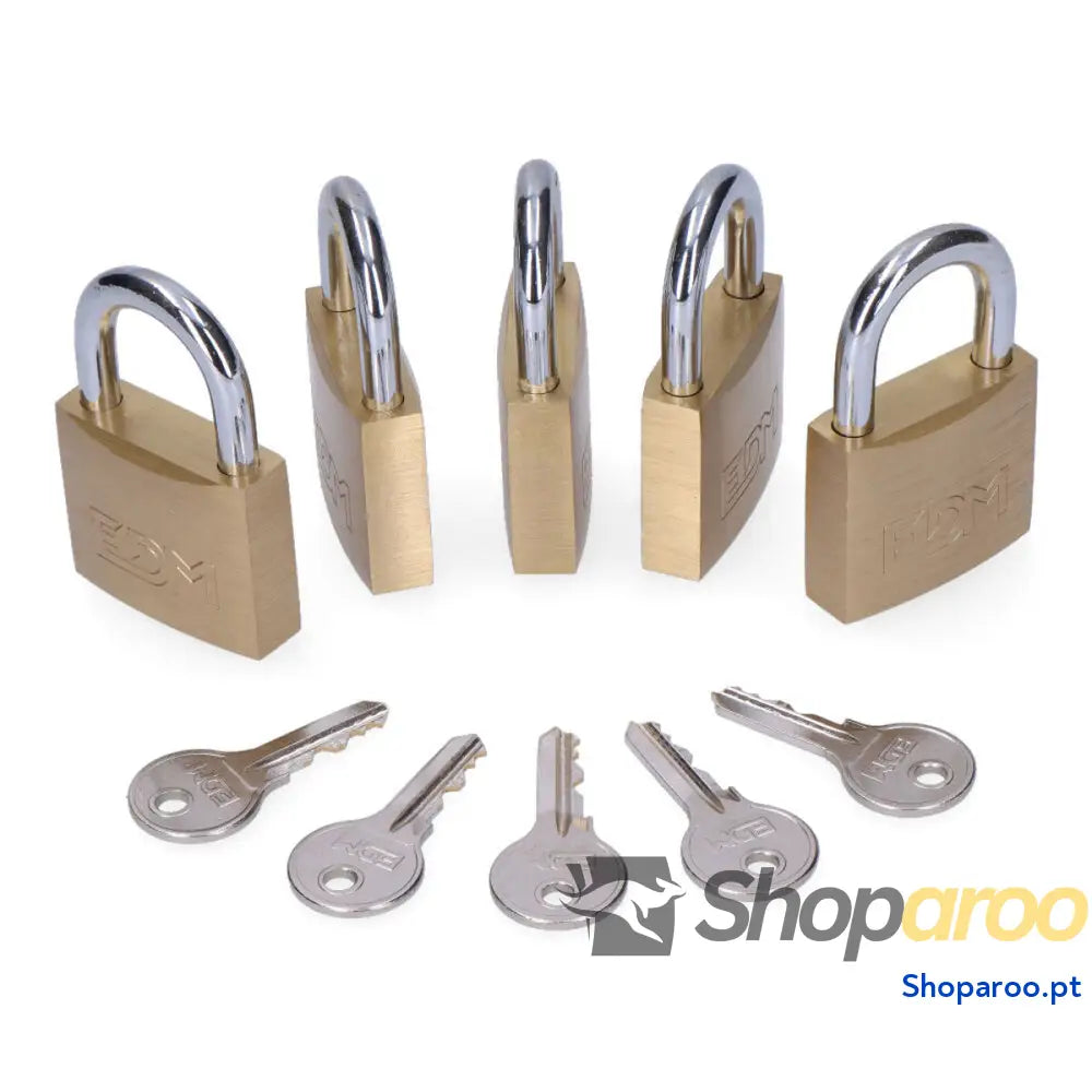 Cadeado com chave EDM 85245 Latão 40 x 23 mm (5 Unidades)