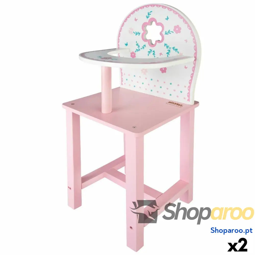 Cadeira Alta Woomax 25 x 55 x 20 cm Bonecas Branco Cor de Rosa 2 Unidades