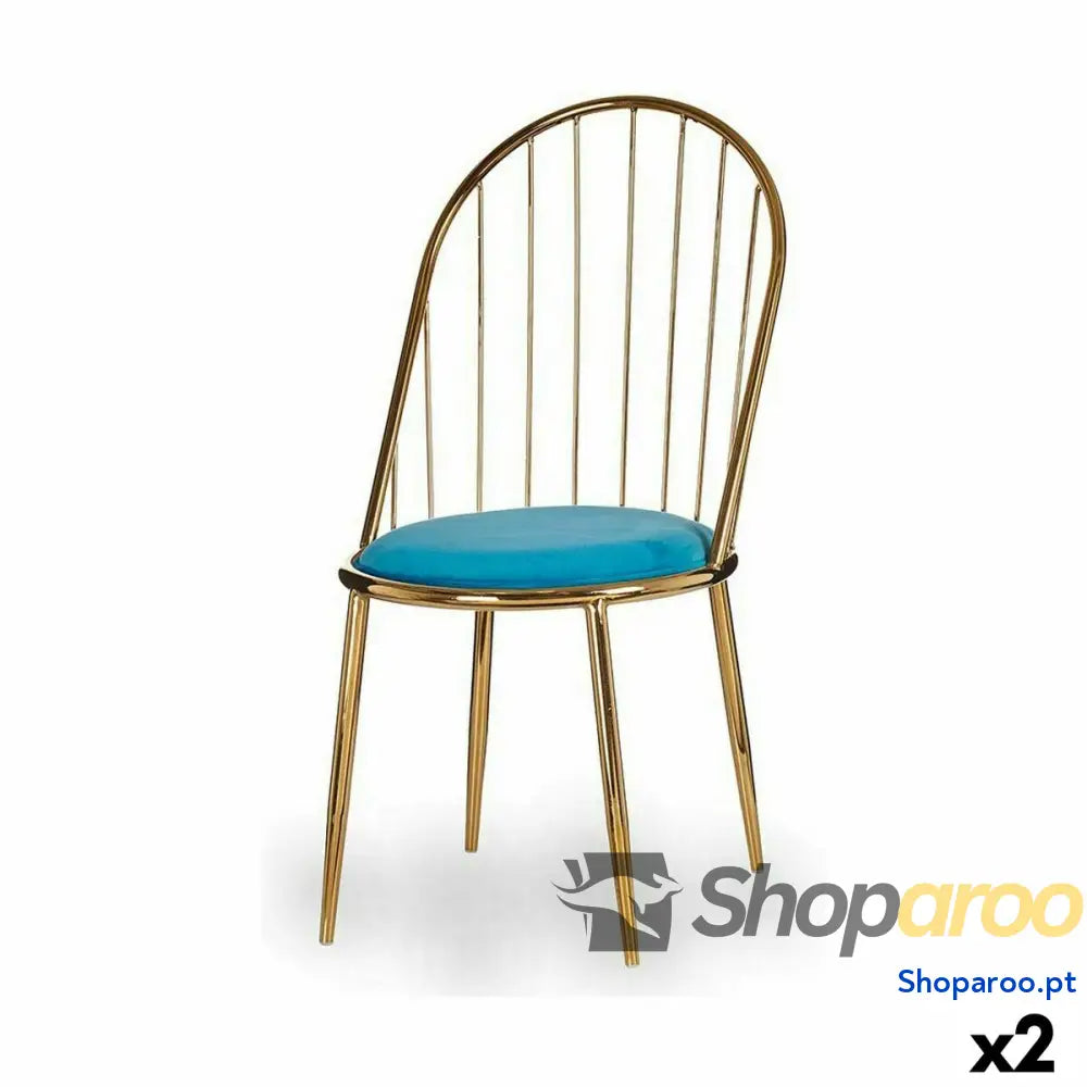 Cadeira Barras Azul Dourado 48 x 95,5 cm (2 Unidades)