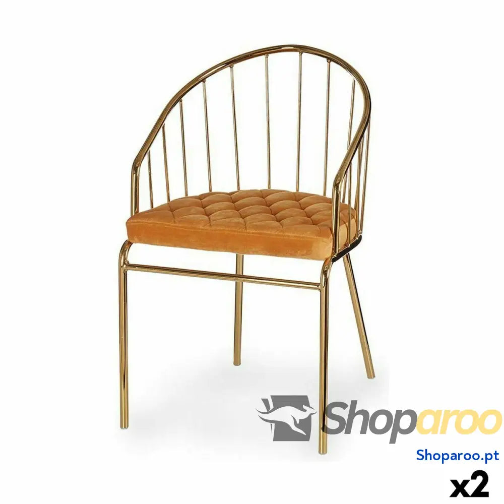 Cadeira Barras Dourado Mostarda 51 x 81 52 cm (2 Unidades)