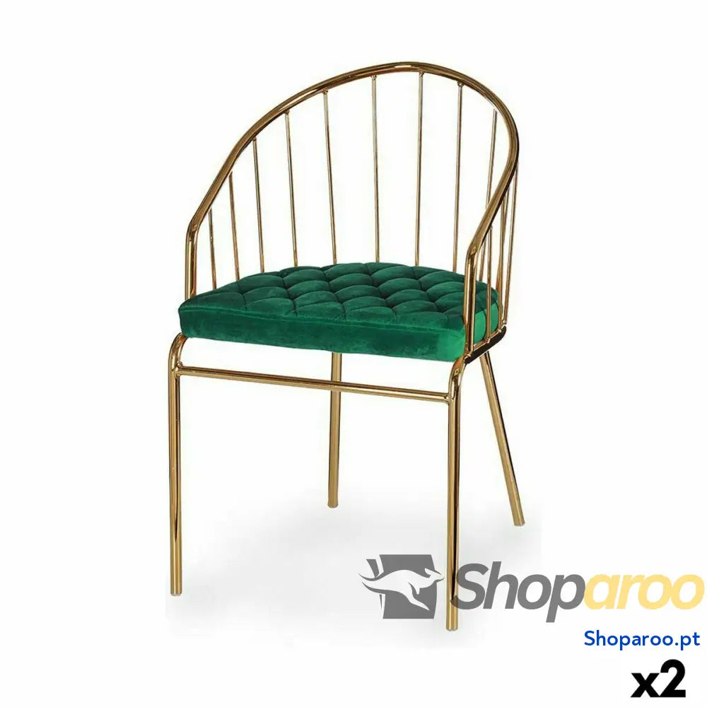 Cadeira Barras Verde Dourado 51 x 81 52 cm (2 Unidades)