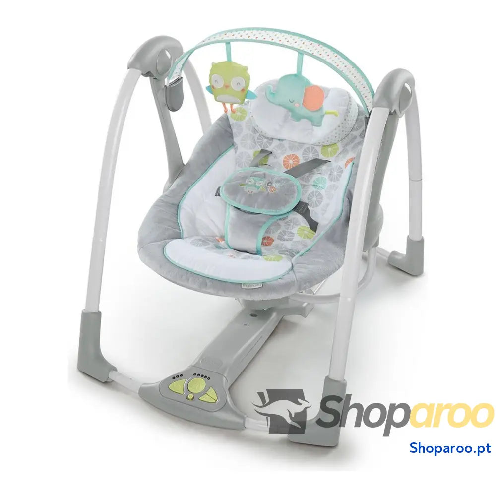 Cadeira de baloiço Ingenuity Compact Swing - Hugs & Hoots Branco Cinzento
