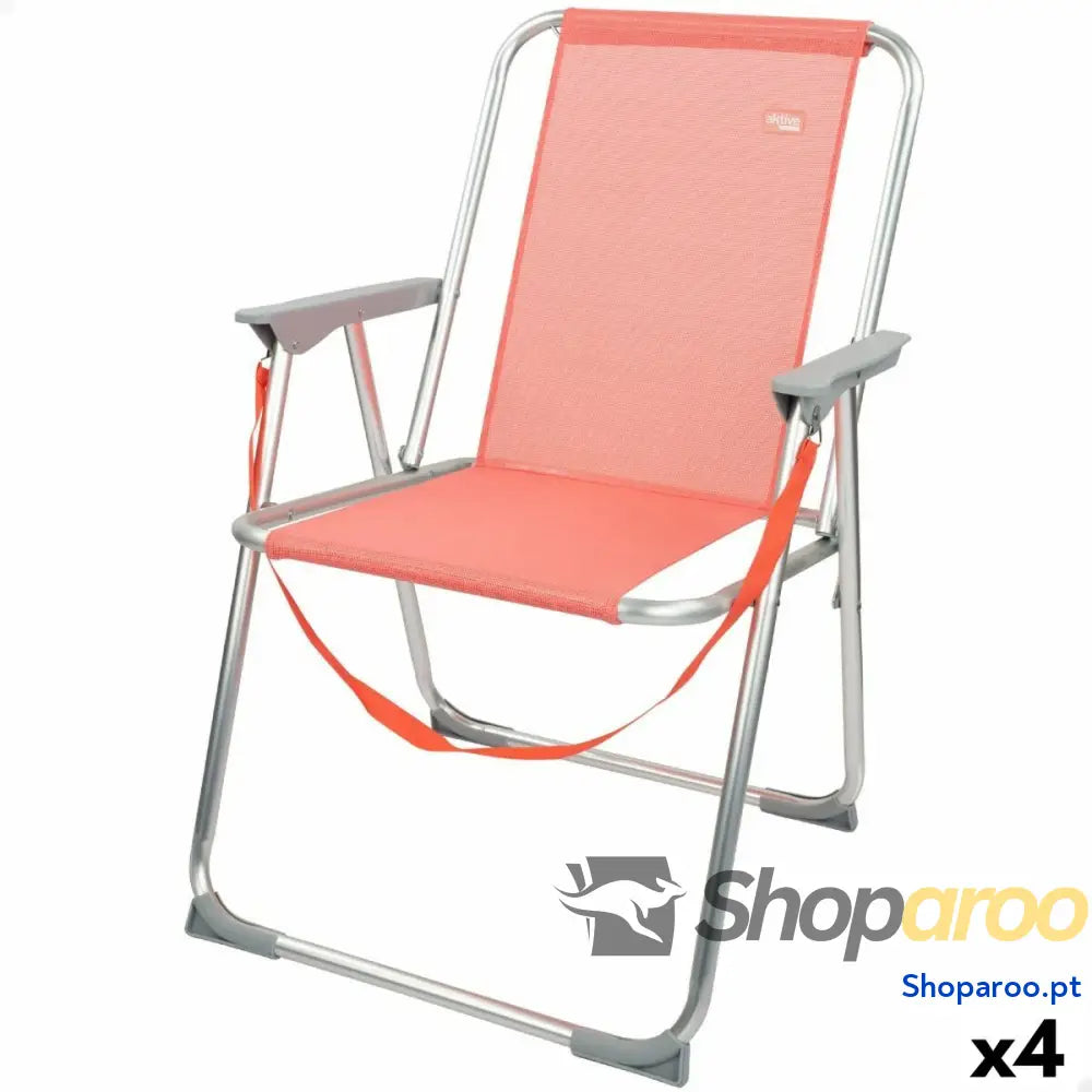 Cadeira de Campismo Acolchoada Aktive Flamingo Coral 44 x 76 x 45 cm (4 Unidades)