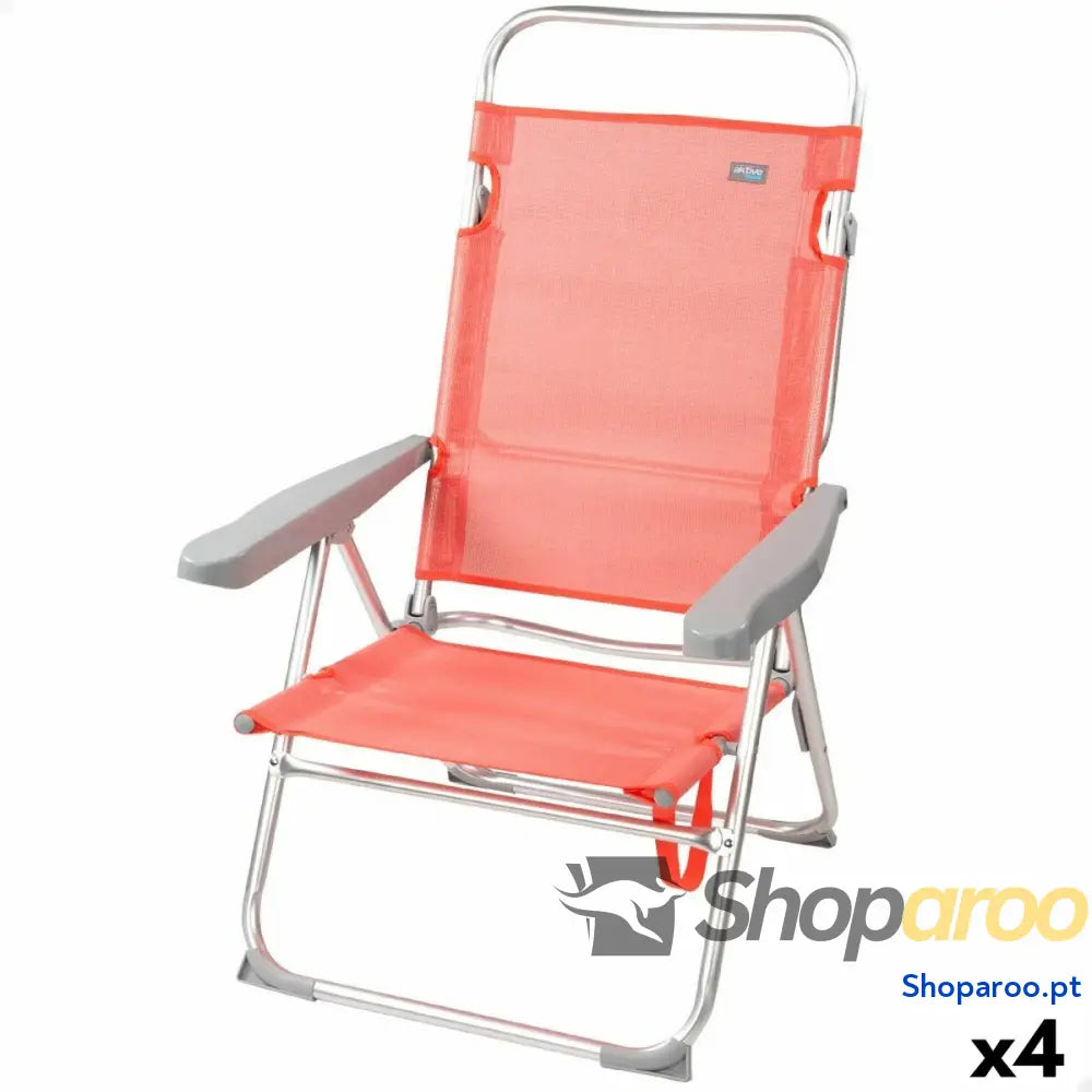 Cadeira de Campismo Acolchoada Aktive Flamingo Coral 48 x 99 x 57 cm (4 Unidades)