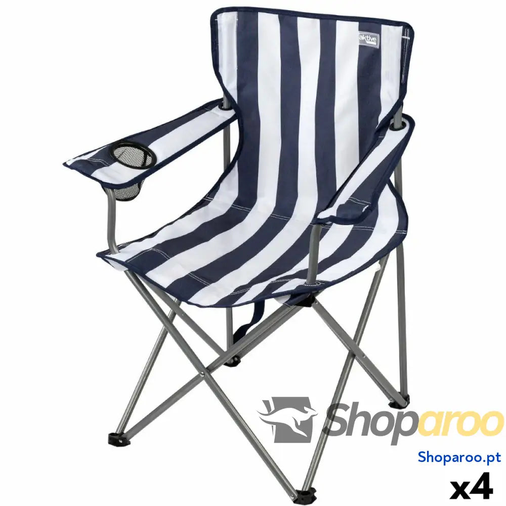 Cadeira de Campismo Acolchoada Aktive Marinheiro 45 x 82 x 47 cm (4 Unidades)