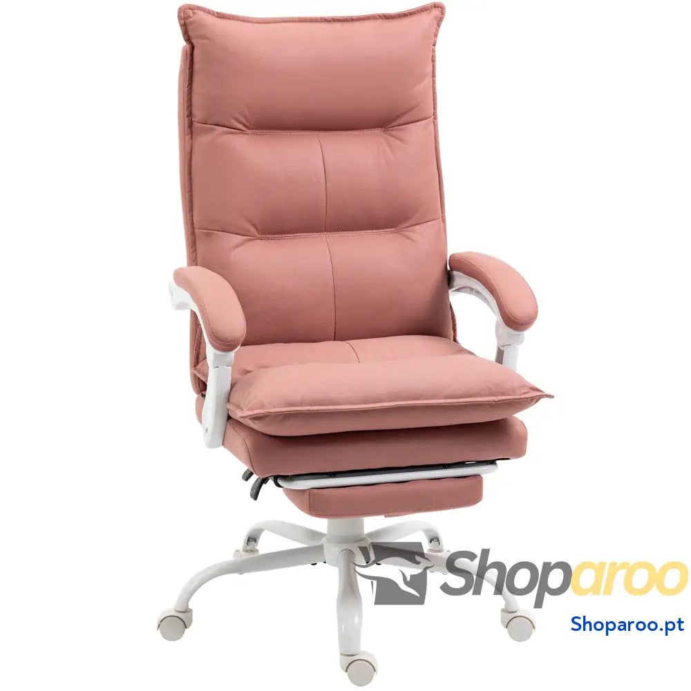 Cadeira de Escritório com 6 Pontos Massagem e 5 Modos Reclinável Função Aquecimento 66x74x114-121,5 cm Rosa