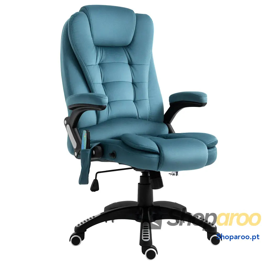 Cadeira de Escritório com 6 Pontos Massagem Reclinável até 130° Função Aquecimento 68x72x110-120 cm Preto