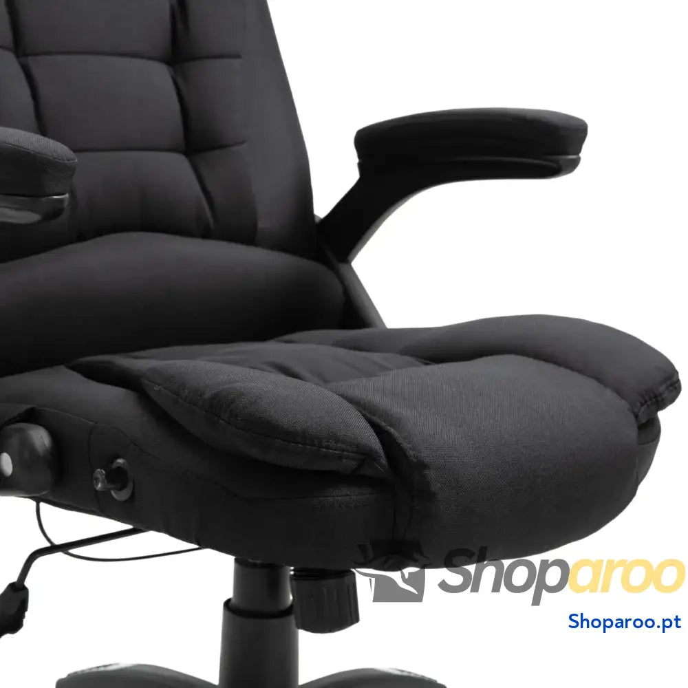 Cadeira de Escritório com 6 Pontos Massagem Reclinável até 130° Função Aquecimento 68x72x110-120 cm Preto