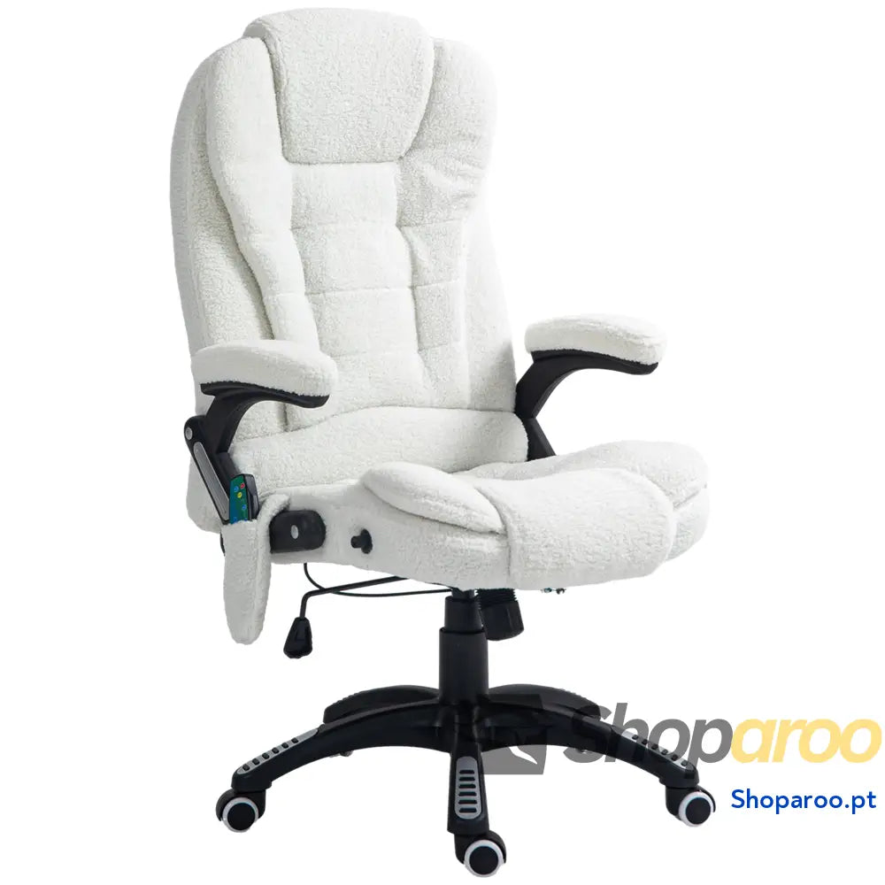 Cadeira de Escritório com 6 Pontos Massagem Reclinável até 130° Função Aquecimento 68x72x110-120 cm Preto