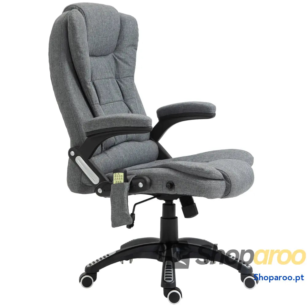 Cadeira de Escritório com 6 Pontos Massagem Reclinável até 130° Função Aquecimento 68x72x110-120 cm Preto