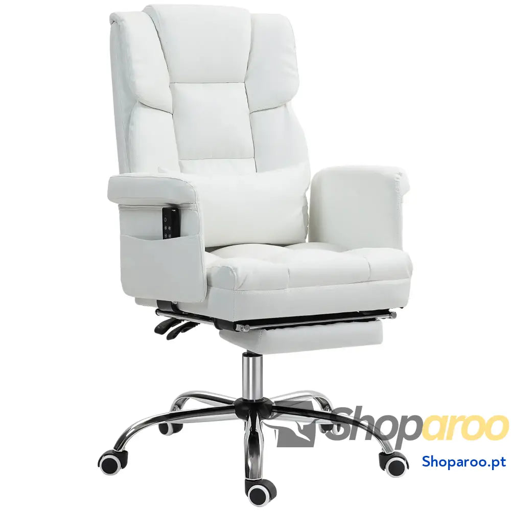 Cadeira de Escritório com Massagem em 6 Pontos Apoio para os Pés Retrátil Controlo Remoto e Suporte Lombar 69x65x115 cm