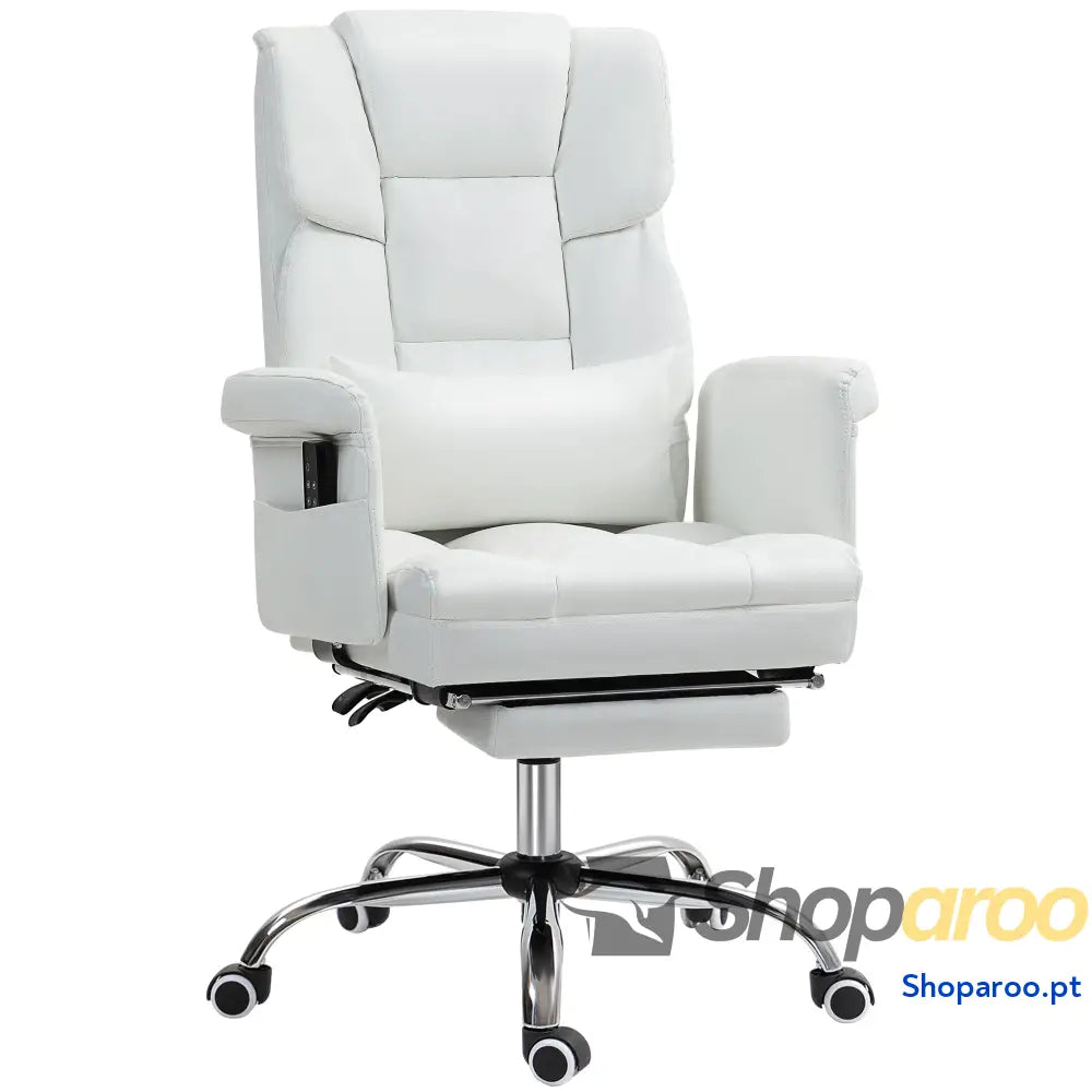 Cadeira de Escritório com Massagem em 6 Pontos Apoio para os Pés Retrátil Controlo Remoto e Suporte Lombar 69x65x115 cm