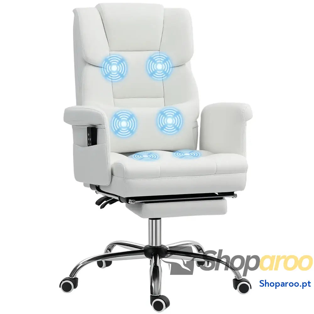 Cadeira de Escritório com Massagem em 6 Pontos Apoio para os Pés Retrátil Controlo Remoto e Suporte Lombar 69x65x115 cm