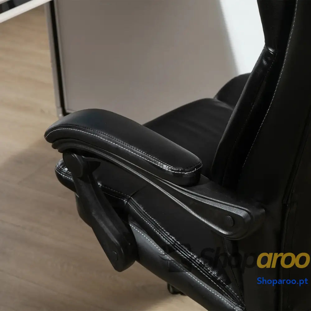 Cadeira de Escritório e Giratória com Altura Ajustável 6 Pontos Massagem Controle Remoto Apoio para os Pés Retrátil