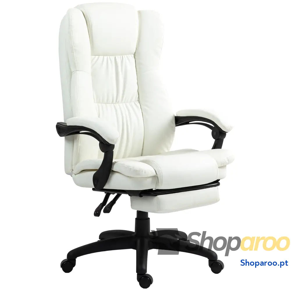 Cadeira de Escritório e Giratória com Altura Ajustável 6 Pontos Massagem Controle Remoto Apoio para os Pés Retrátil