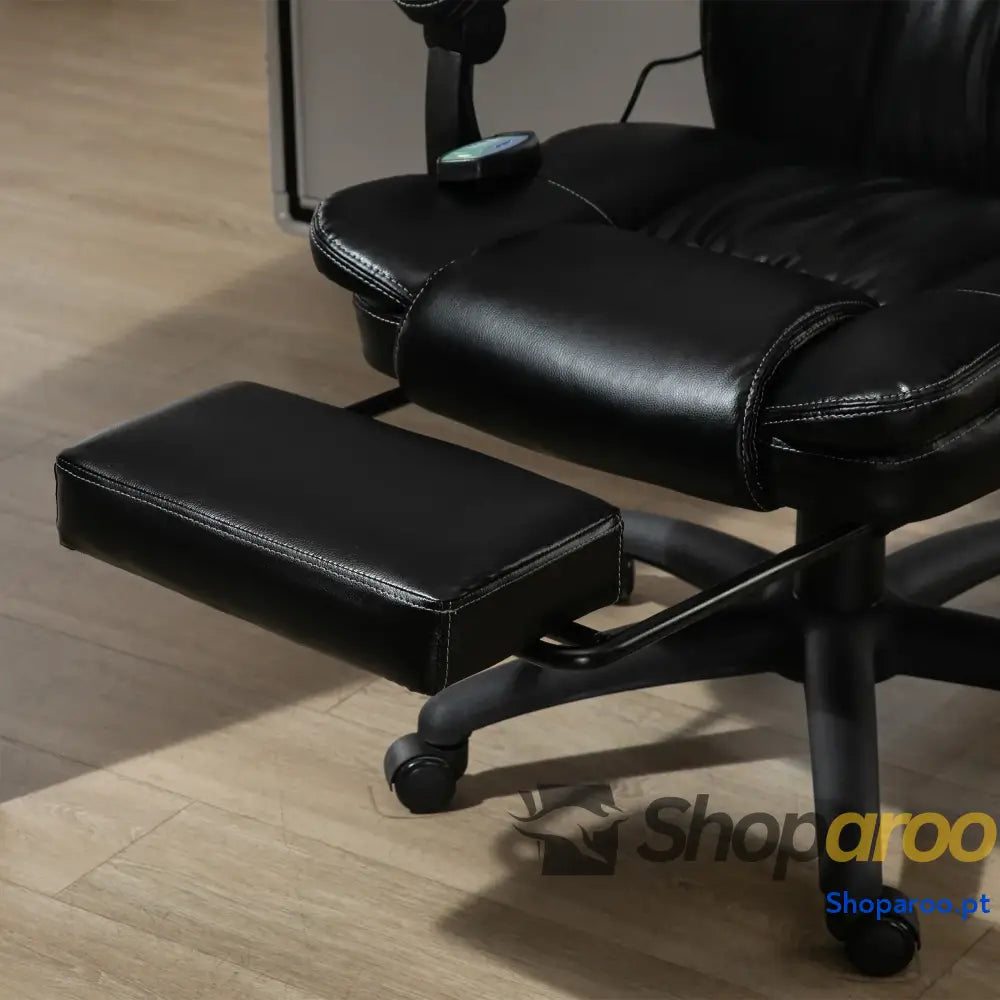 Cadeira de Escritório e Giratória com Altura Ajustável 6 Pontos Massagem Controle Remoto Apoio para os Pés Retrátil