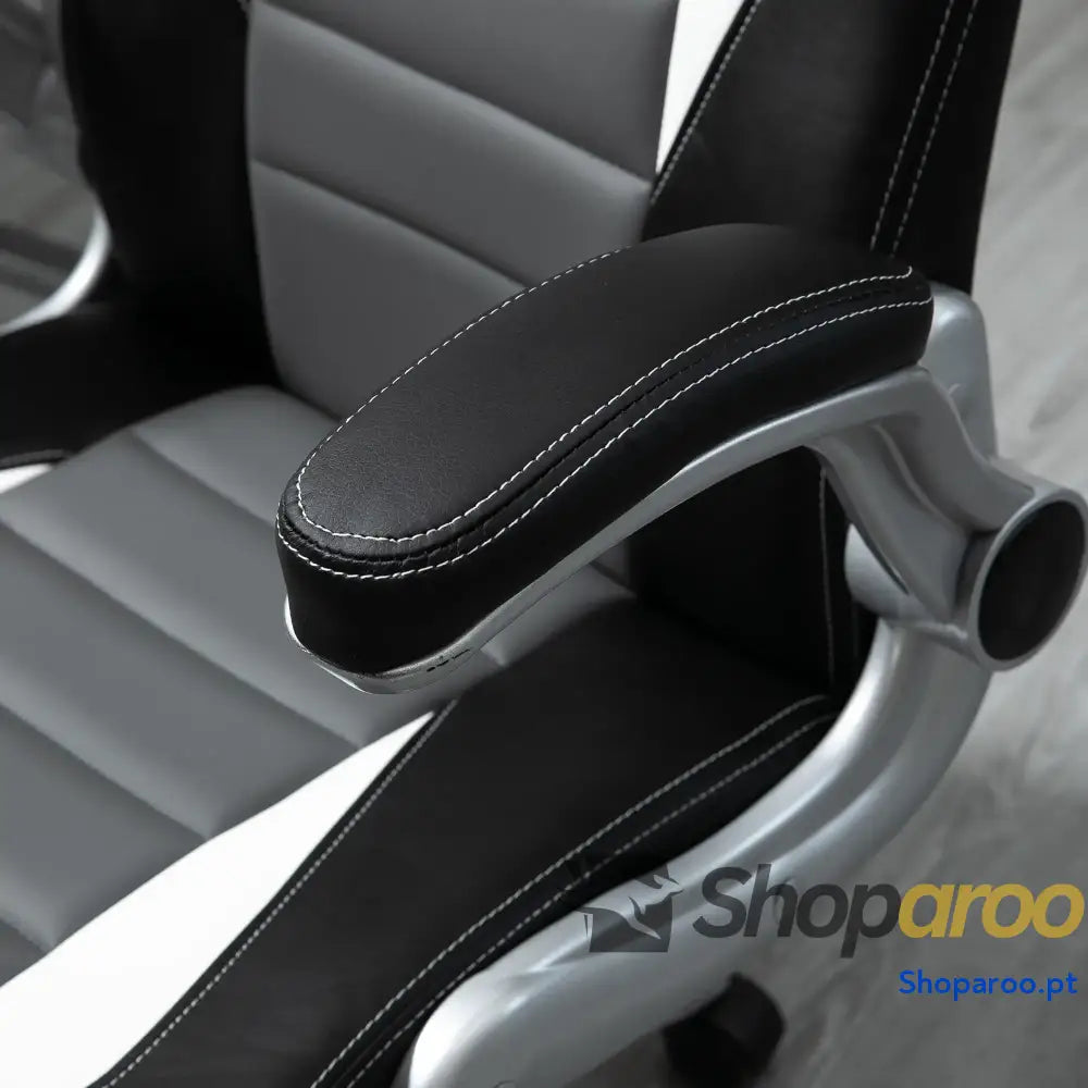 Cadeira de escritório ergonômica Altura ajustável apoio Braço dobrável com 5 rodas Carga 120 kg 65x69x112 122 cm cinza
