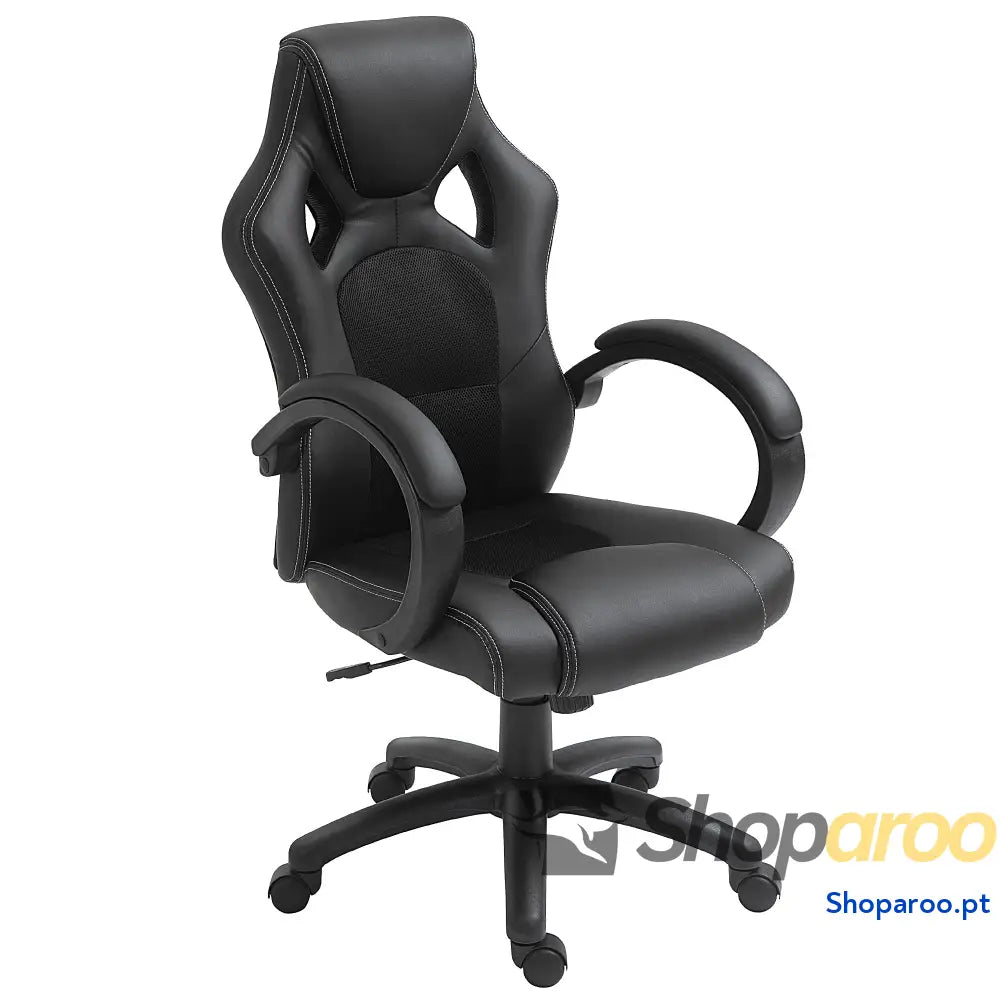 Cadeira de Escritório Ergonómica com Encosto Alto em Couro PU Preto