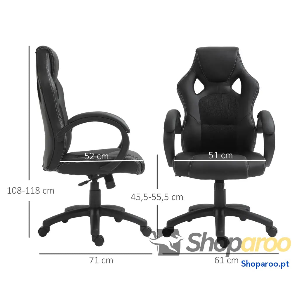 Cadeira de Escritório Ergonómica com Encosto Alto em Couro PU Preto