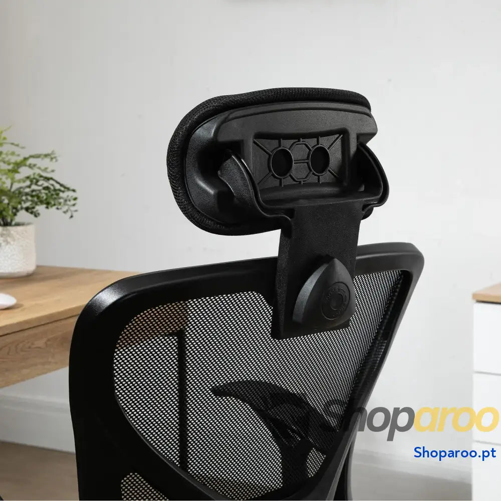 Cadeira de Escritório Ergonômica Giratória com Altura Ajustável Função Reclinável Apoio para a Cabeça e Suporte Lombar