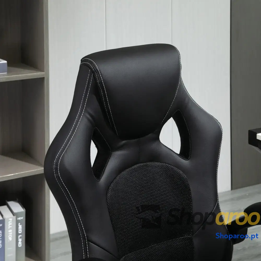 Cadeira de Escritório Ergonómica com Encosto Alto em Couro PU Preto