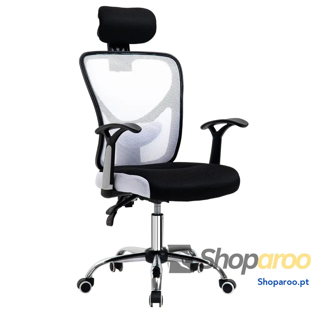 Cadeira de Escritório Ergonômica Giratória com Altura Ajustável Função Reclinável Apoio para a Cabeça e Suporte Lombar