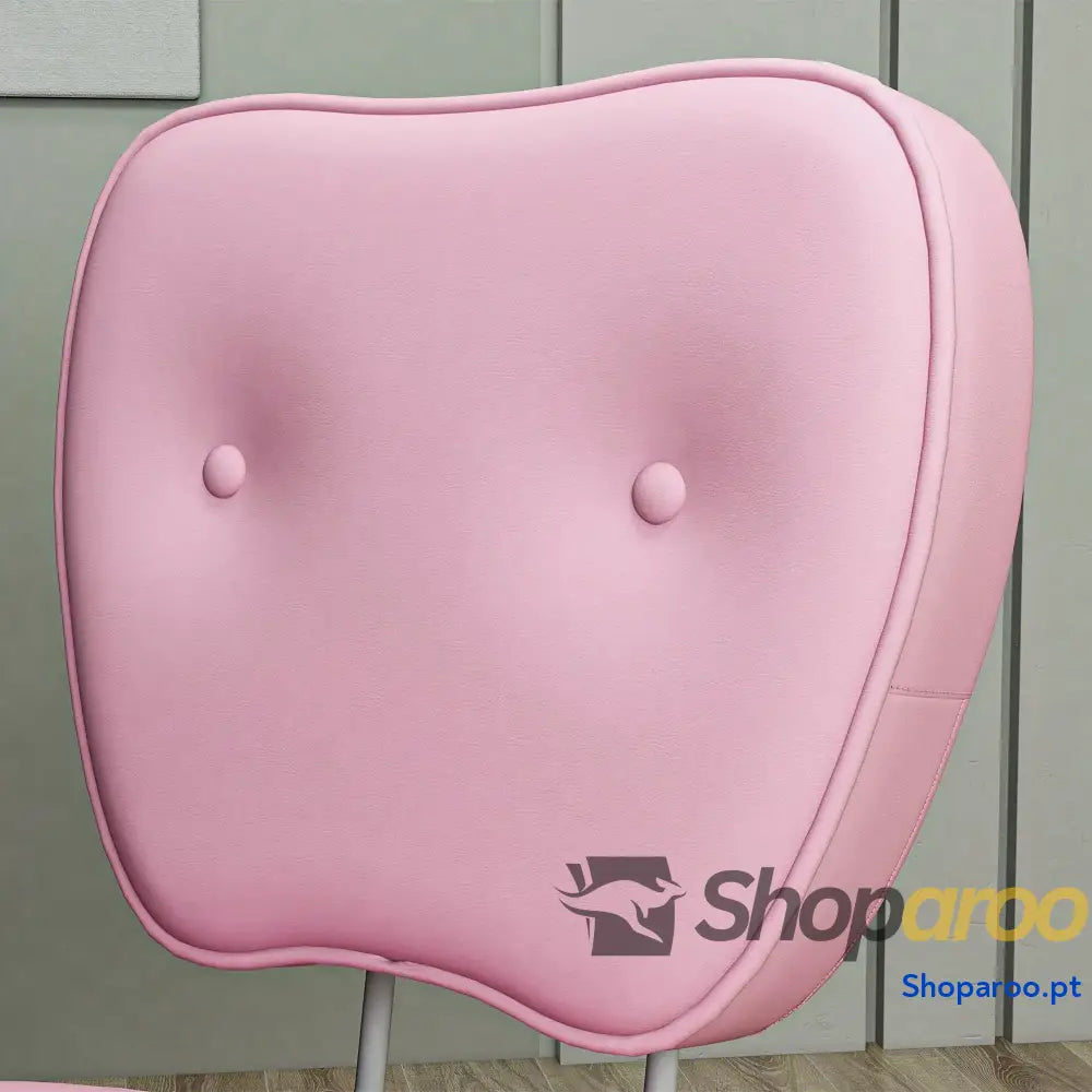 Cadeira de Escritório Estofada em PU com Altura Ajustável Sem Braços Estudo Dormitório 46x59x82-92 cm Rosa