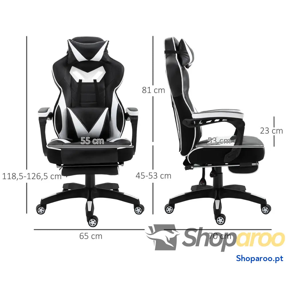 Cadeira de escritorio gaming ergonômica Altura ajustável Reclinável Encosto com apoio para pés 65x70x118,5-126,5 cm