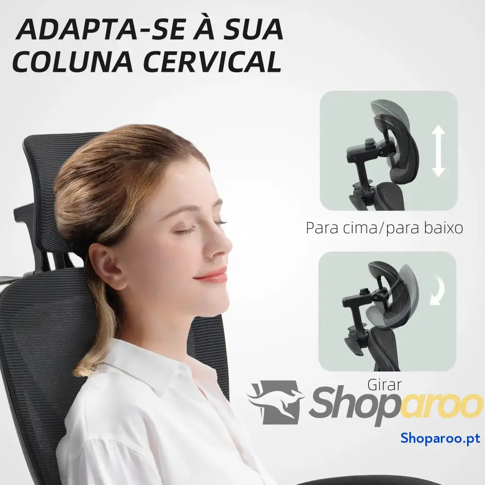 Cadeira de Escritório Malha com Apoio para a Cabeça Suporte Lombar os Pés Função Inclinação 71x70x109-119 cm Preto