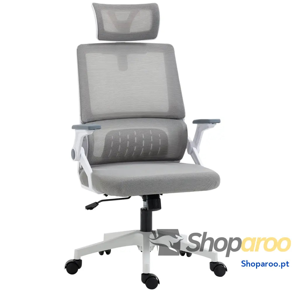 Cadeira de Escritório Malha Giratória com Altura e Apoio para a Cabeça Ajustáveis 58x61x102-119 cm Preto