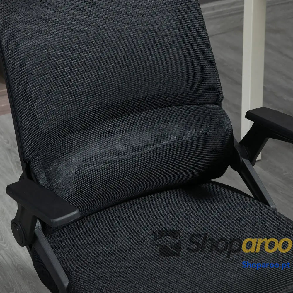 Cadeira de Escritório Malha Giratória com Altura e Apoio para a Cabeça Ajustáveis 58x61x102-119 cm Preto
