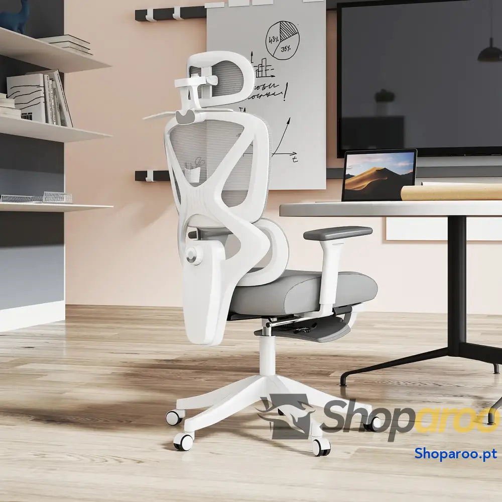 Cadeira de Escritório Malha Reclinável com Apoio para a Cabeça Ajustável e Altura Regulável 71x70x109-119 cm Cinza