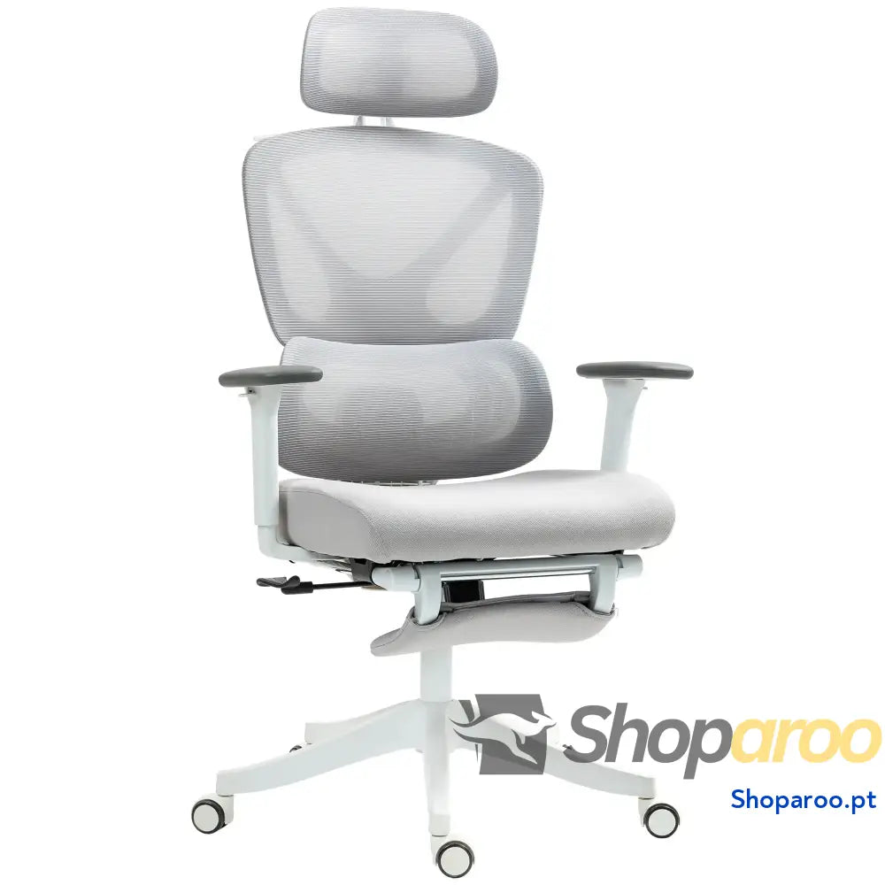Cadeira de Escritório Malha Reclinável com Apoio para a Cabeça Ajustável e Altura Regulável 71x70x109-119 cm Cinza