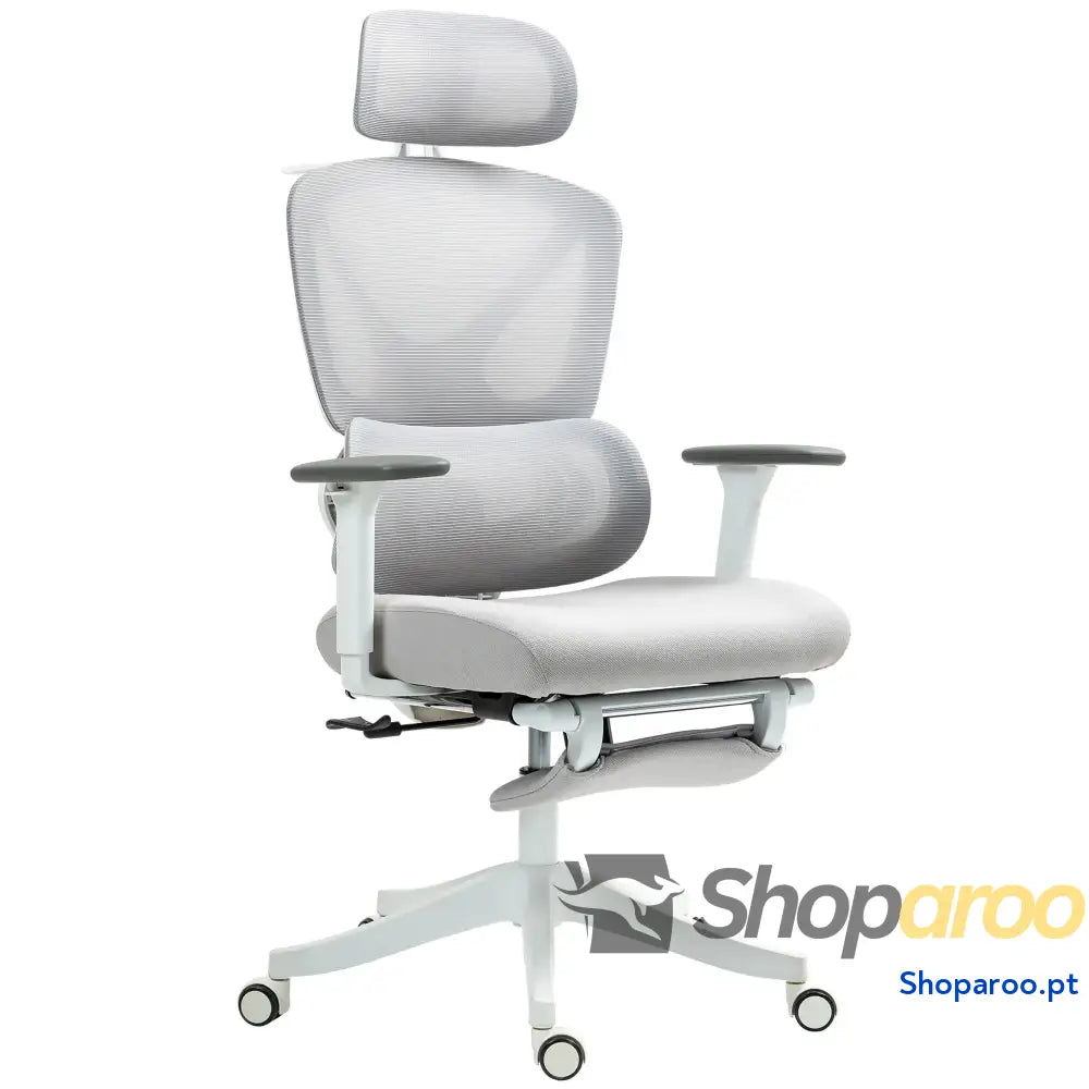 Cadeira de Escritório Malha Reclinável com Apoio para a Cabeça Ajustável e Altura Regulável 71x70x109-119 cm Cinza