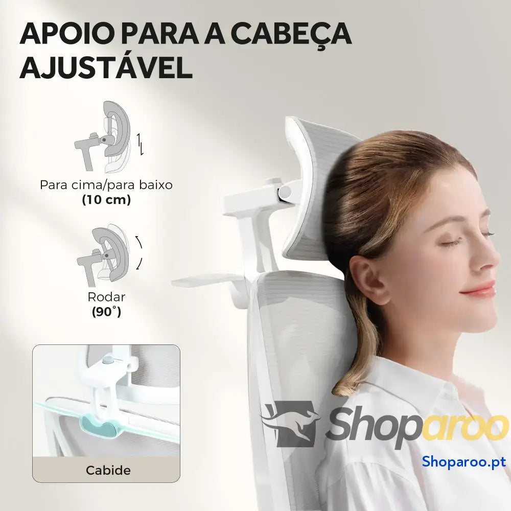 Cadeira de Escritório Malha Reclinável com Apoio para a Cabeça Ajustável e Altura Regulável 71x70x109-119 cm Cinza