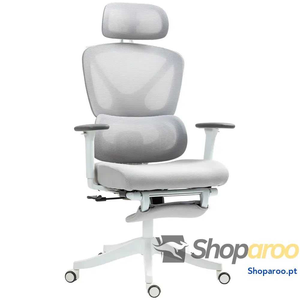Cadeira de Escritório Malha Reclinável com Apoio para a Cabeça Ajustável e Altura Regulável 71x70x109-119 cm Cinza