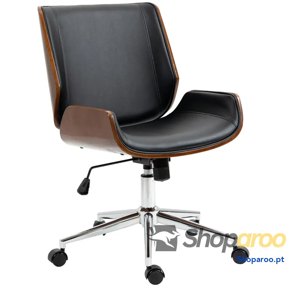 Cadeira de Escritório Operativa Giratória em PU com Altura Ajustável Função Inclinação 51x65,5x82-92cm Preto