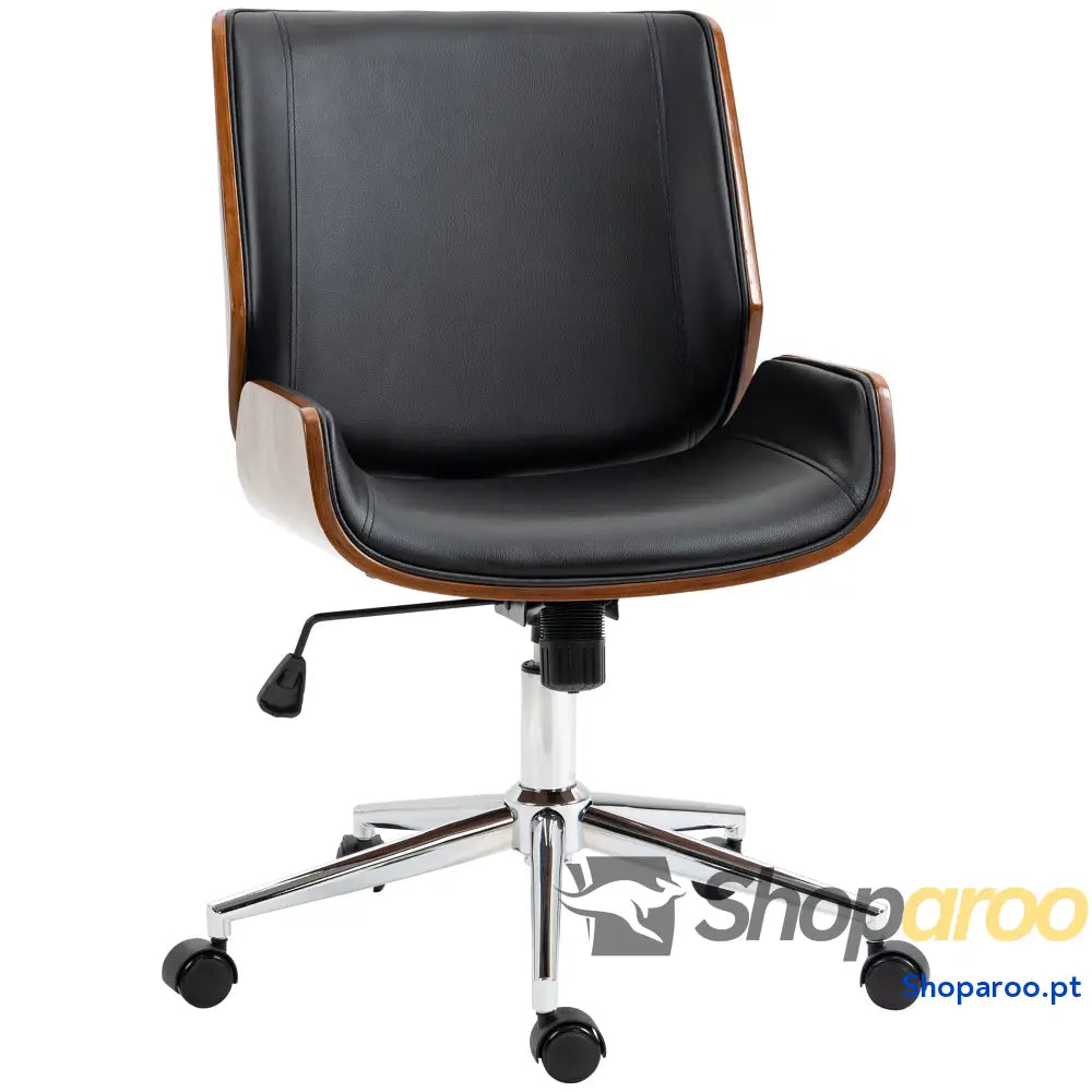 Cadeira de Escritório Operativa Giratória em PU com Altura Ajustável Função Inclinação 51x65,5x82-92cm Preto