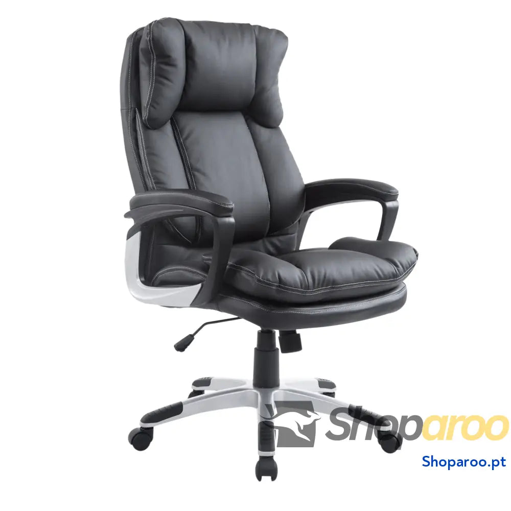 Cadeira de Escritório Reclinável Estofada em Tecido com Altura Ajustável e Apoio para os Pés 66x76x116-124 cm Cinza
