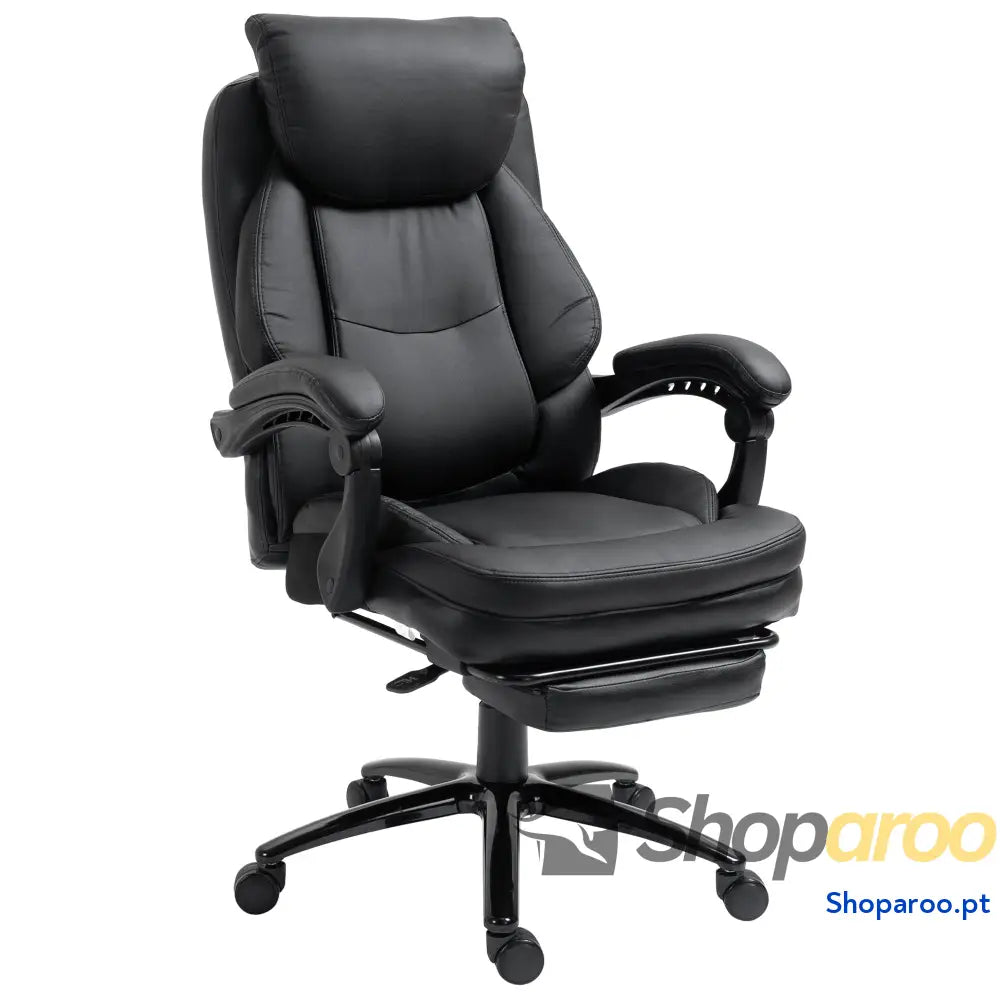 Cadeira de Escritório Reclinável Estofada em Tecido com Altura Ajustável e Apoio para os Pés 66x76x116-124 cm Cinza
