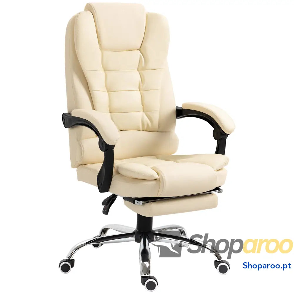 Cadeira de Escritório Reclinável Executiva Giratória com Altura Ajustável Estofada em PU 64,5x69x109-117 cm castanha
