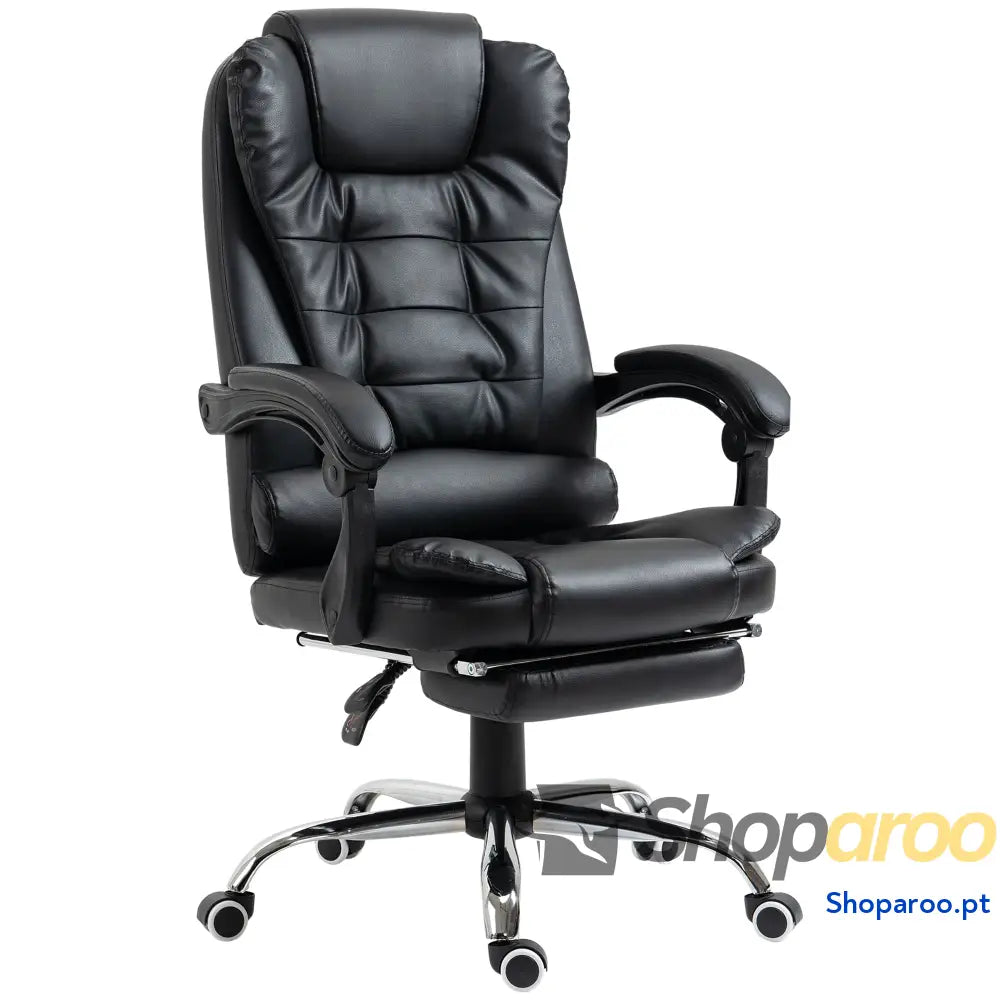 Cadeira de Escritório Reclinável Executiva Giratória com Altura Ajustável Estofada em PU 64,5x69x109-117 cm castanha