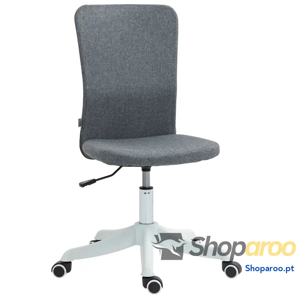 Cadeira de Escritório sem Apoio para os Braços Estofada em Linho Sintético com Altura Ajustável 53x43x85-93 cm Preto